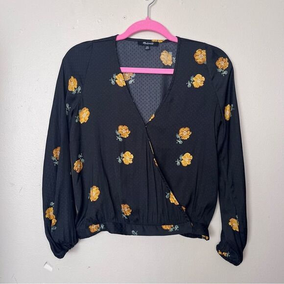 Madewell Floral Bubble-Sleeve Wrap Top XXS - Picture 7 of 9